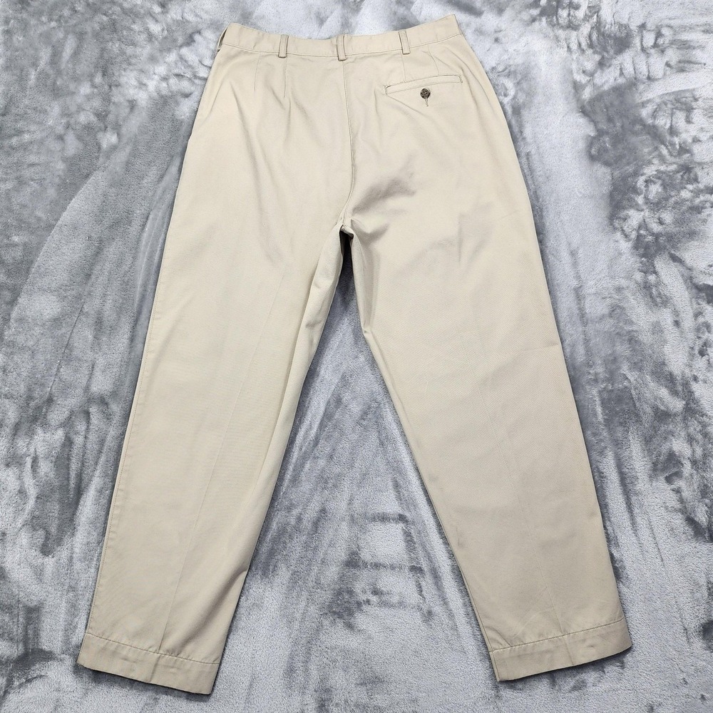 Vintage LL Bean Pants‎ Womens 16P PETITE Beige Pleated High Rise Tapered Chino - Picture 3 of 12